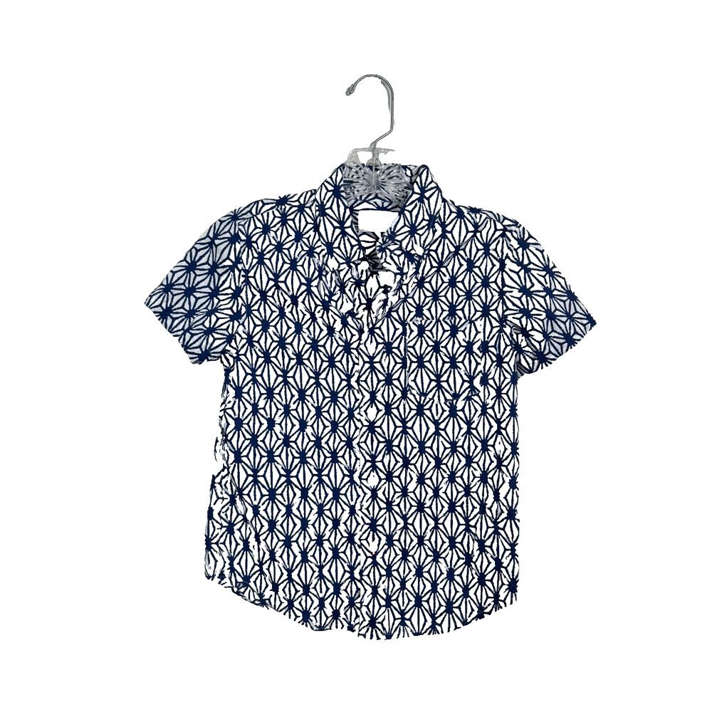 J.Crew Crewcuts Boys short-sleeve poplin button-down Navy Size 8